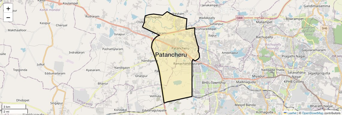 Location Map of Patancheru, Hyderabad