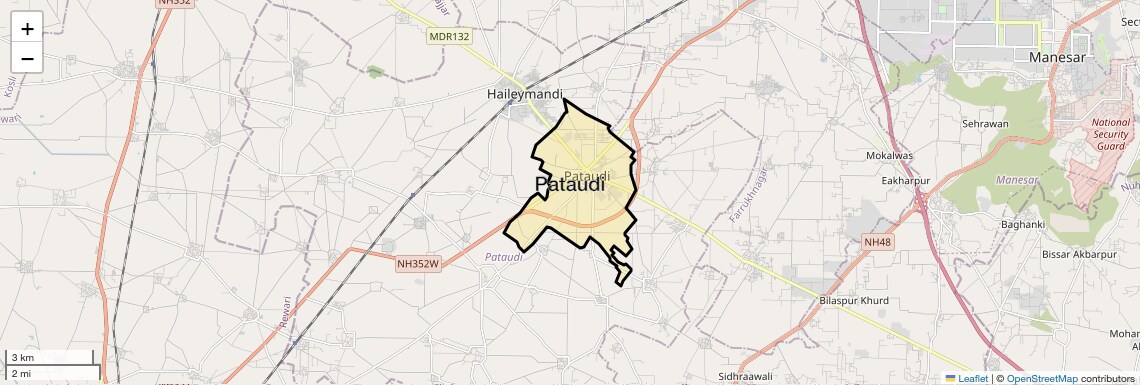 Location Map of Pataudi, Gurgaon