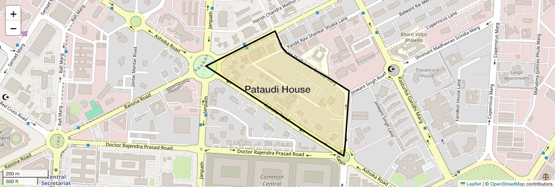 Location Map of Pataudi House, Delhi