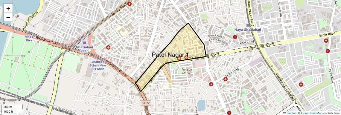 Location Map of Patel Nagar 1, Ghaziabad