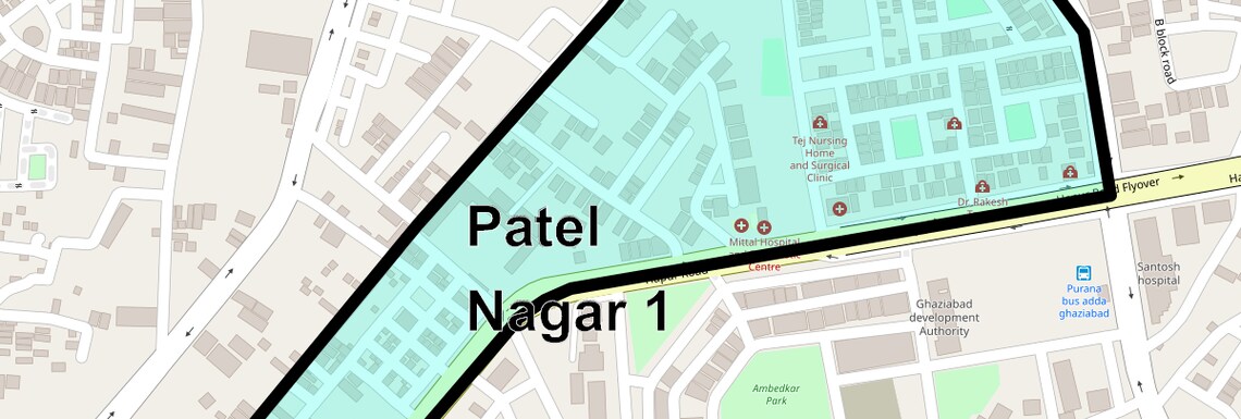 Location Map of Patel Nagar 1, Ghaziabad