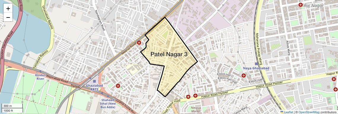 Location Map of Patel Nagar 3, Ghaziabad