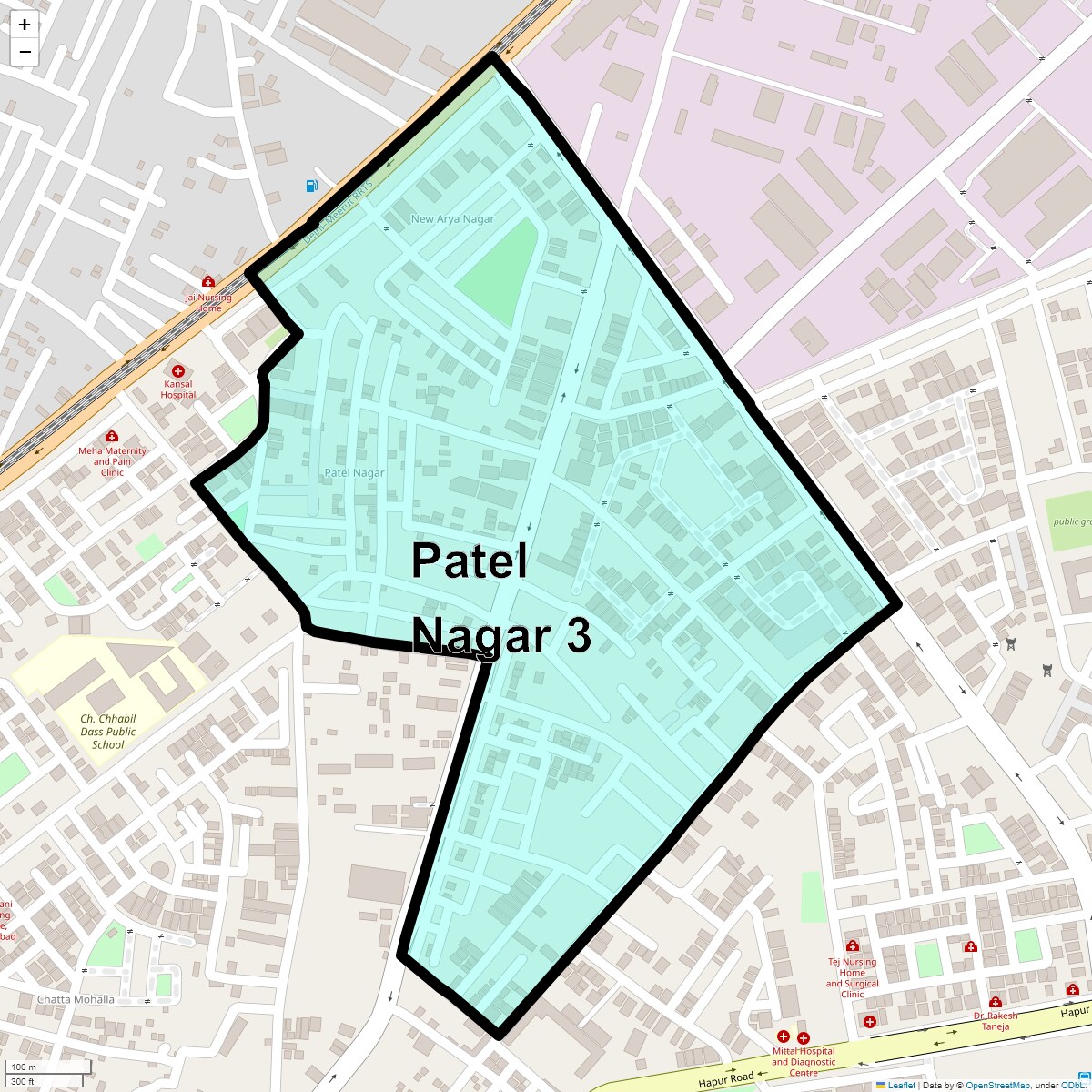 Location Map of Patel Nagar 3, Ghaziabad