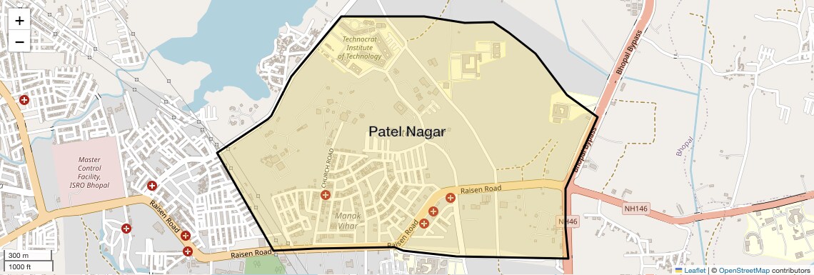 Location Map of Patel Nagar, Bhopal