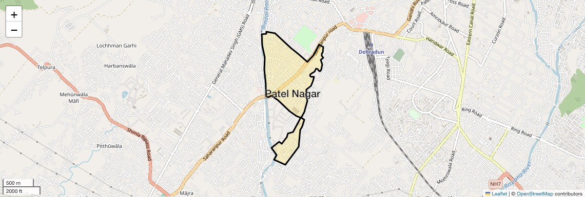 Location Map of Patel Nagar, Dehradun
