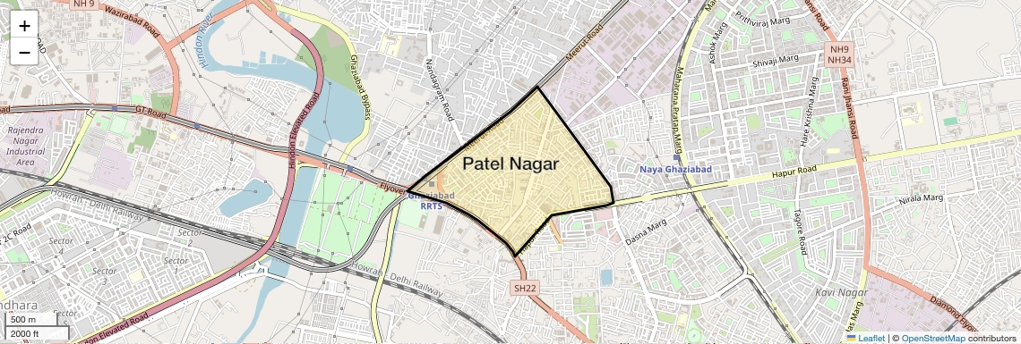 Location Map of Patel Nagar, Ghaziabad