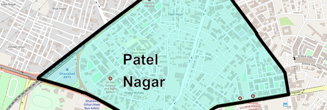 Location Map of Patel Nagar, Ghaziabad