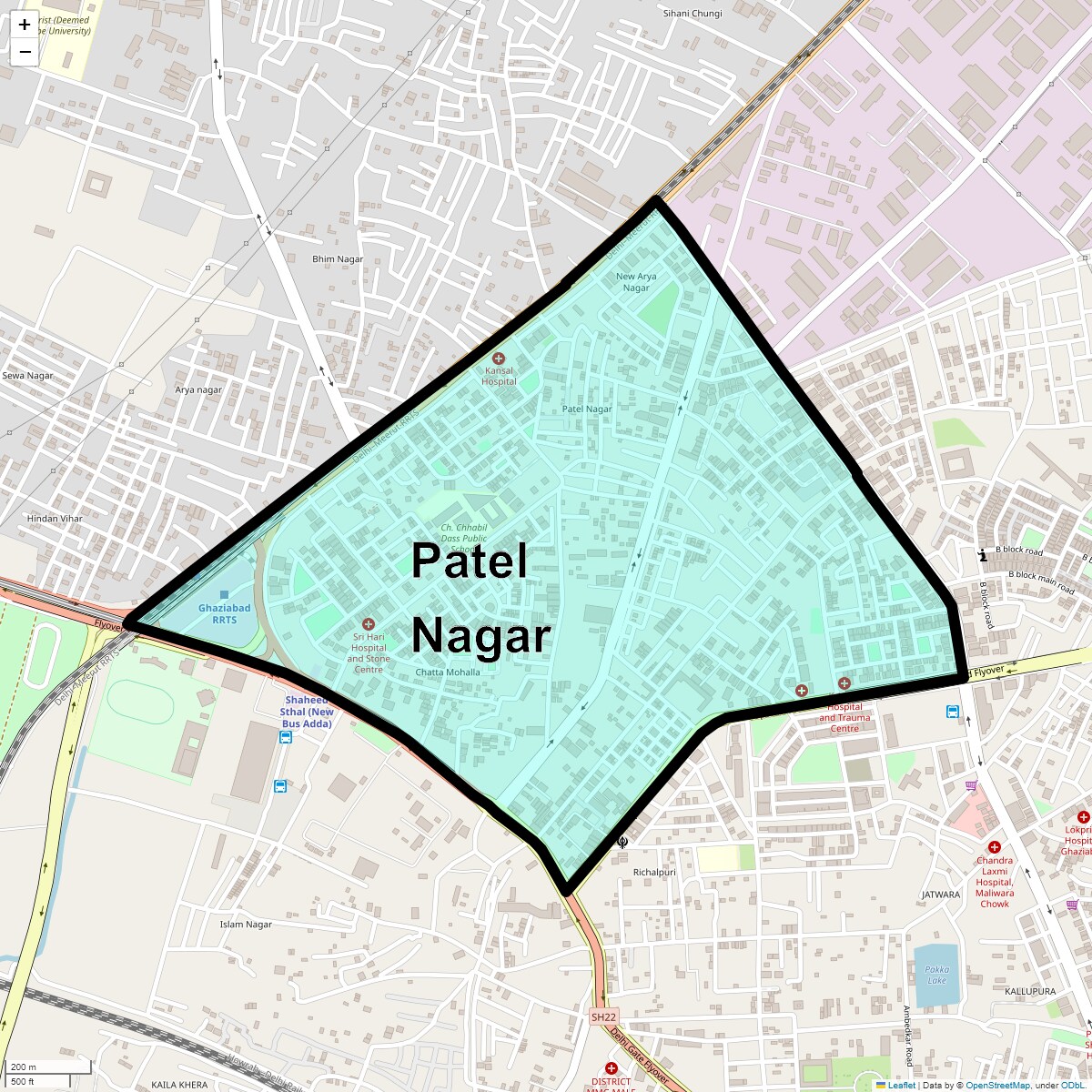 Location Map of Patel Nagar, Ghaziabad