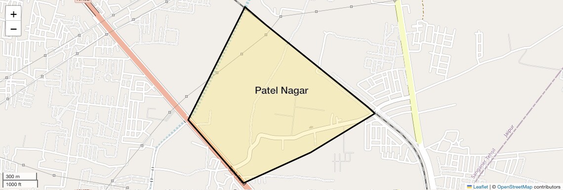 Location Map of Patel Nagar, Jaipur