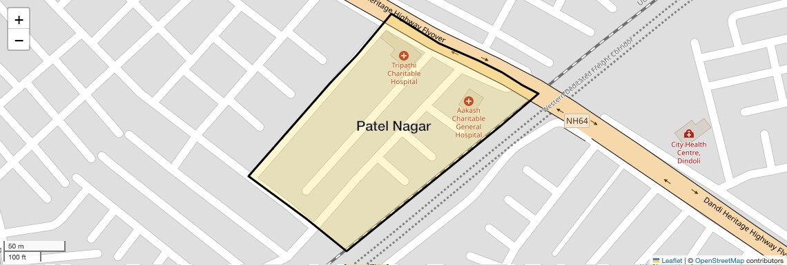 Location Map of Patel Nagar, Surat