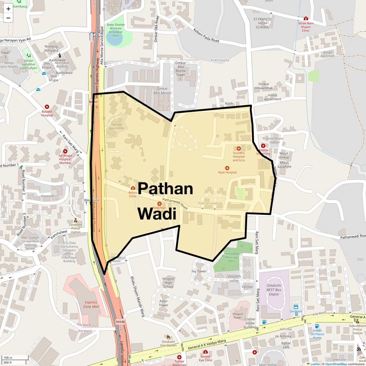 Location Map of Pathan Wadi, Mumbai