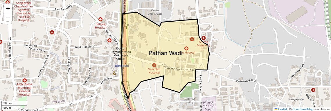 Location Map of Pathan Wadi, Mumbai