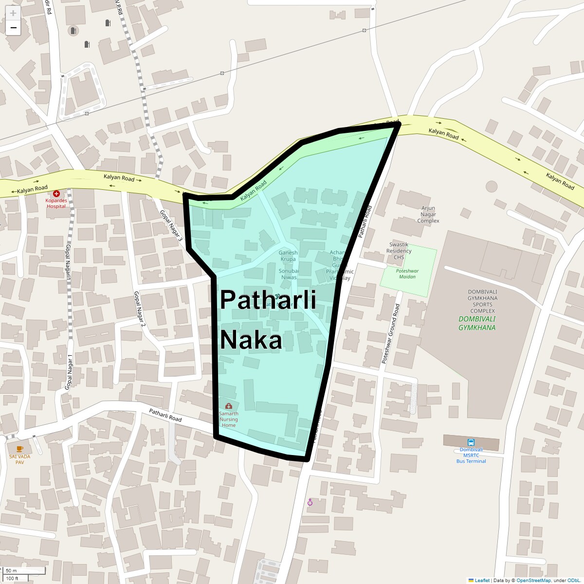 Location Map of Patharli Naka, Thane