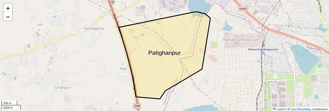 Location Map of Patighanpur, Hyderabad