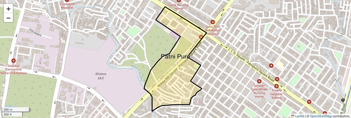 Location Map of Patni Pura, Indore