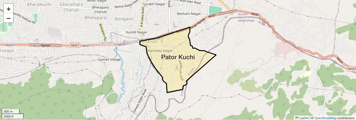 Location Map of Pator Kuchi, Guwahati