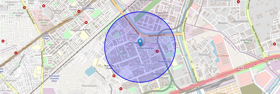 Location Map of Patparganj, Delhi