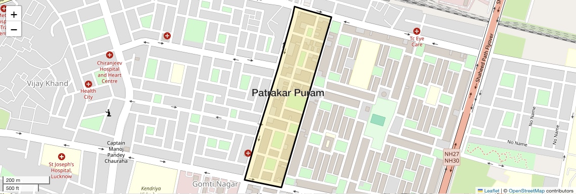Location Map of Patrakar Puram, Lucknow