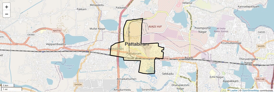 Location Map of Pattabiram, Chennai