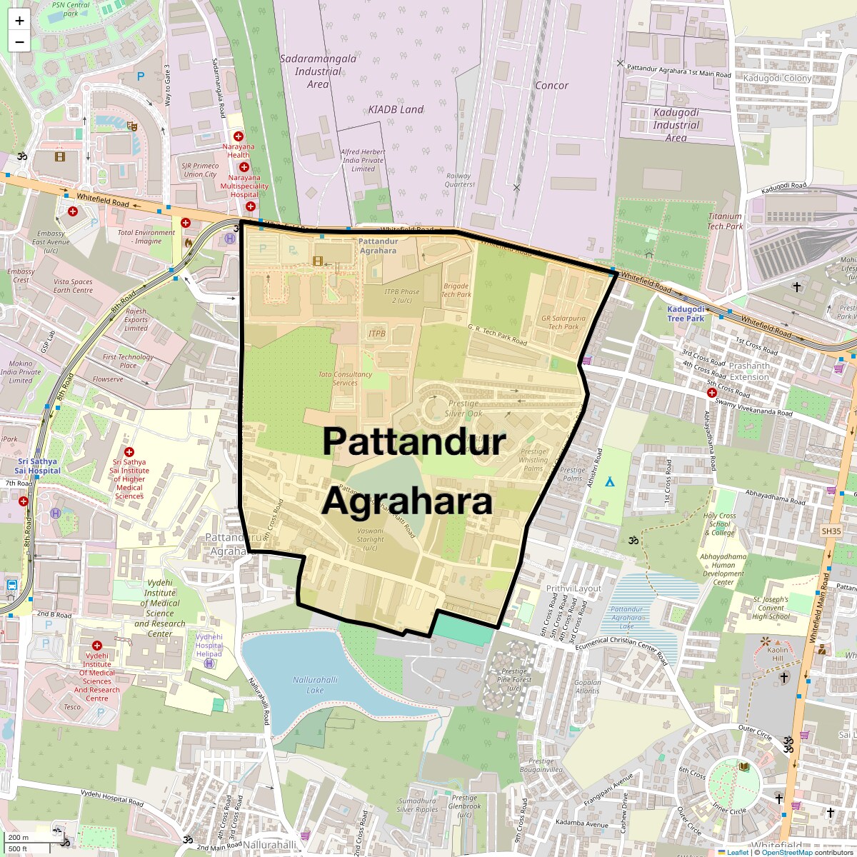 Location Map of Pattandur Agrahara, Bangalore