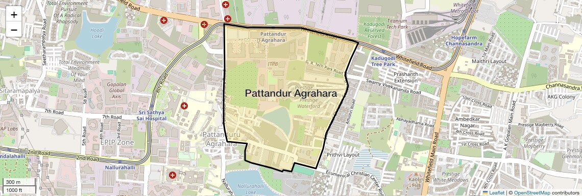 Location Map of Pattandur Agrahara, Bangalore