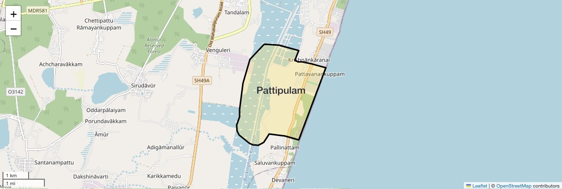 Location Map of Pattipulam, Chennai