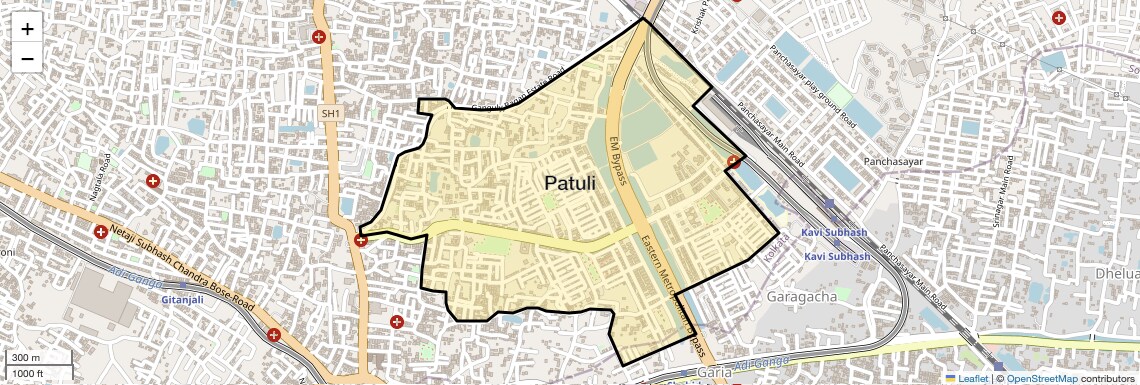 Location Map of Patuli, Kolkata
