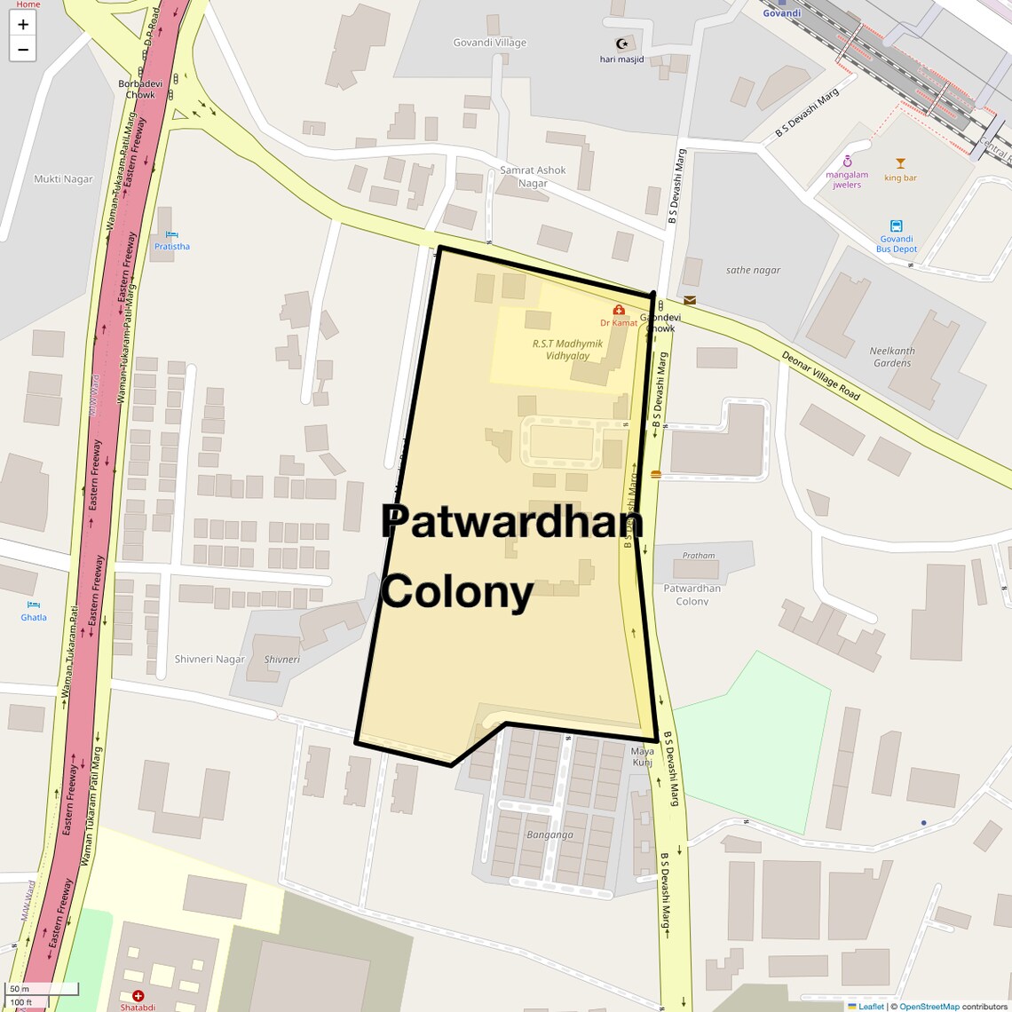Location Map of Patwardhan Colony, Mumbai