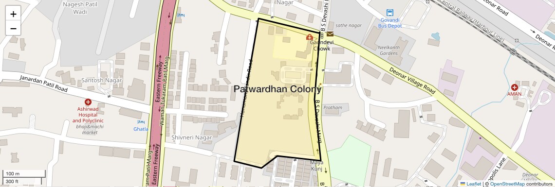 Location Map of Patwardhan Colony, Mumbai