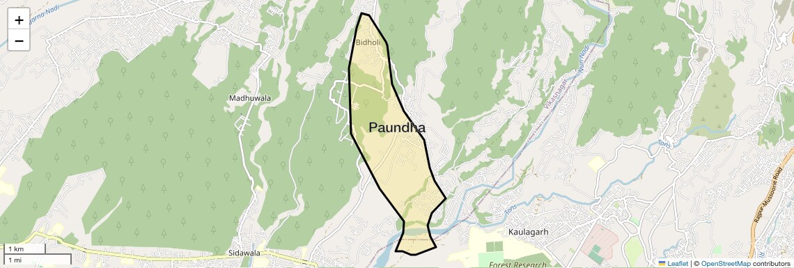 Location Map of Paundha, Dehradun