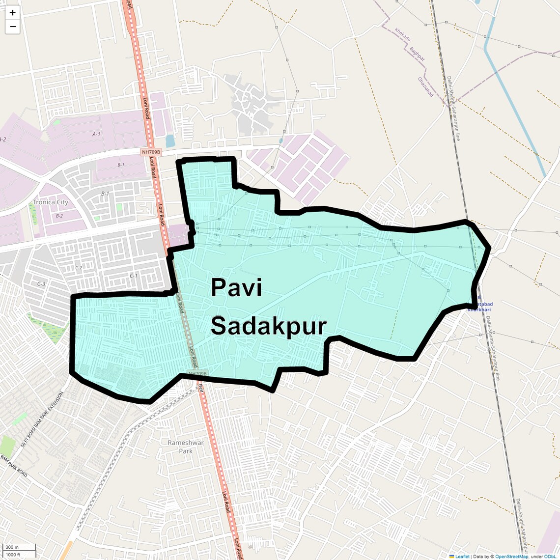 Location Map of Pavi Sadakpur, Ghaziabad