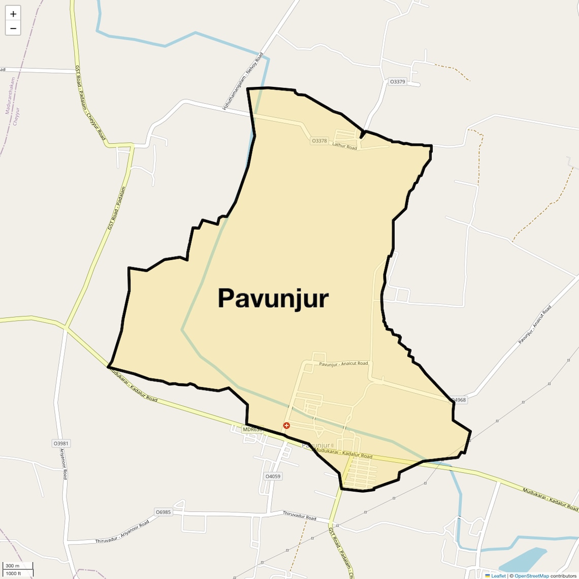 Location Map of Pavunjur, Chennai