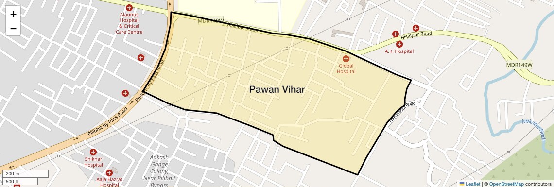 Location Map of Pawan Vihar, Bareilly