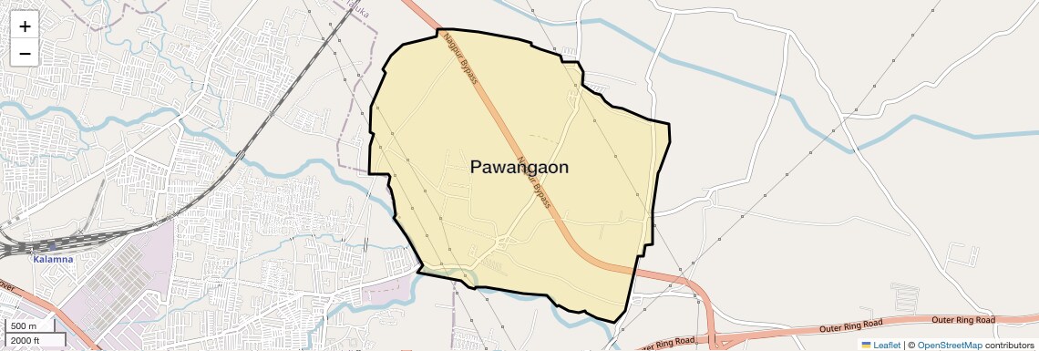 Location Map of Pawangaon, Nagpur