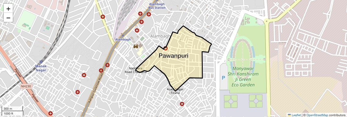 Location Map of Pawanpuri, Lucknow