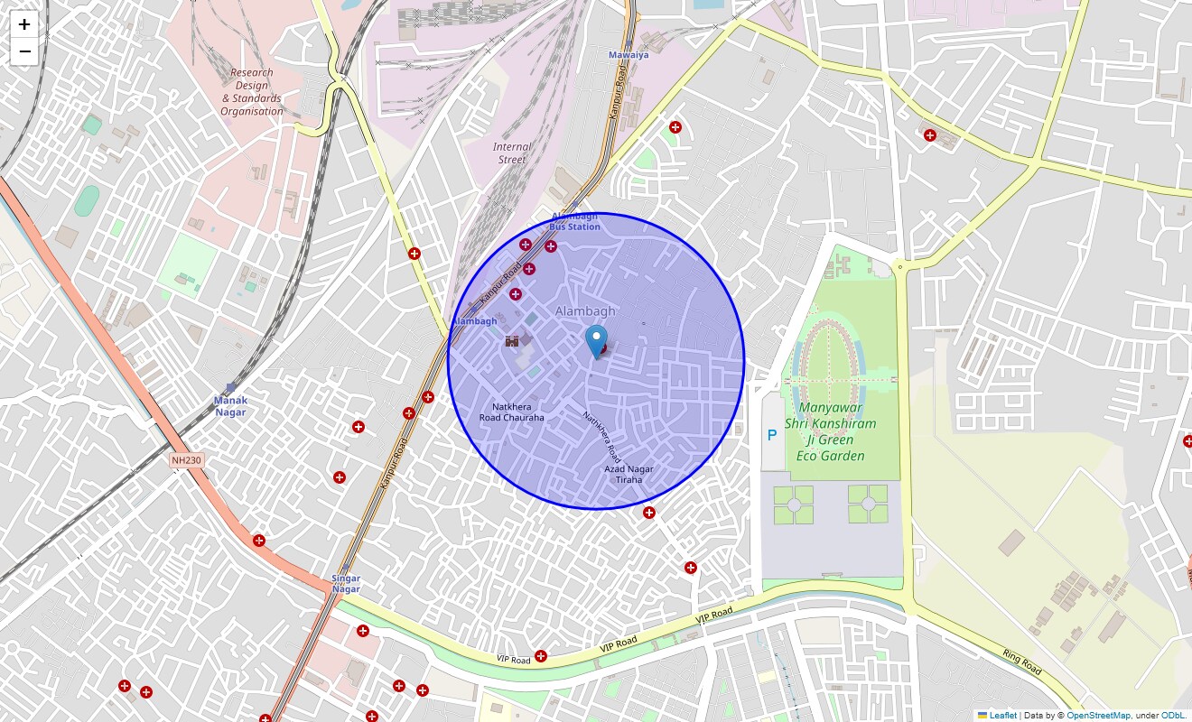 Location Map of Pawanpuri, Lucknow