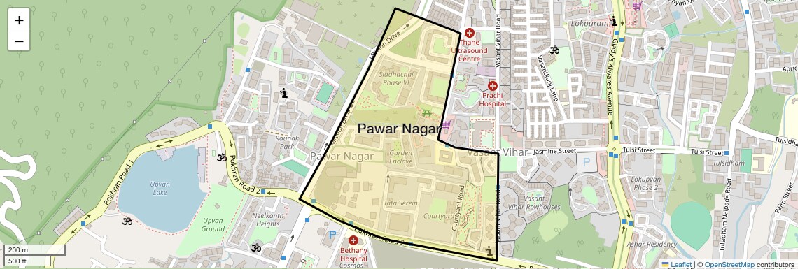 Location Map of Pawar Nagar, Thane