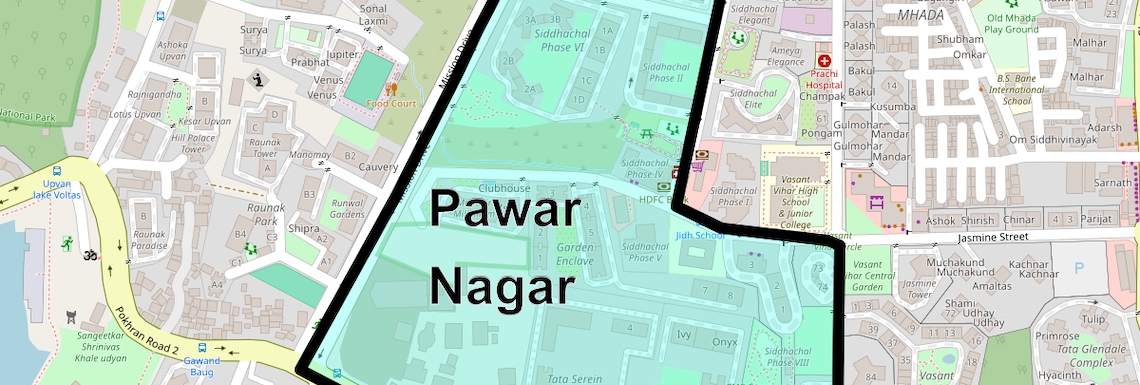 Location Map of Pawar Nagar, Thane