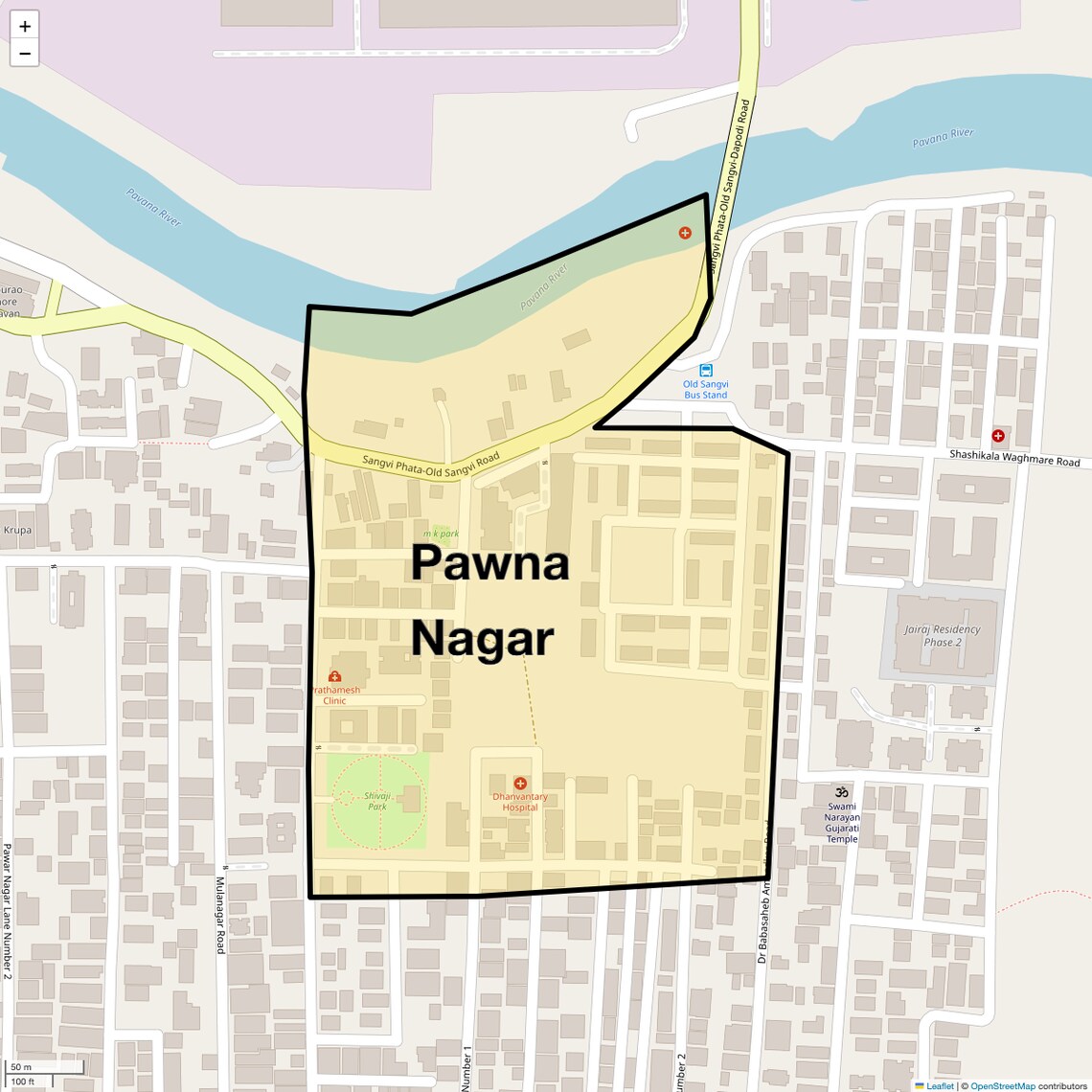 Location Map of Pawna Nagar, Pune
