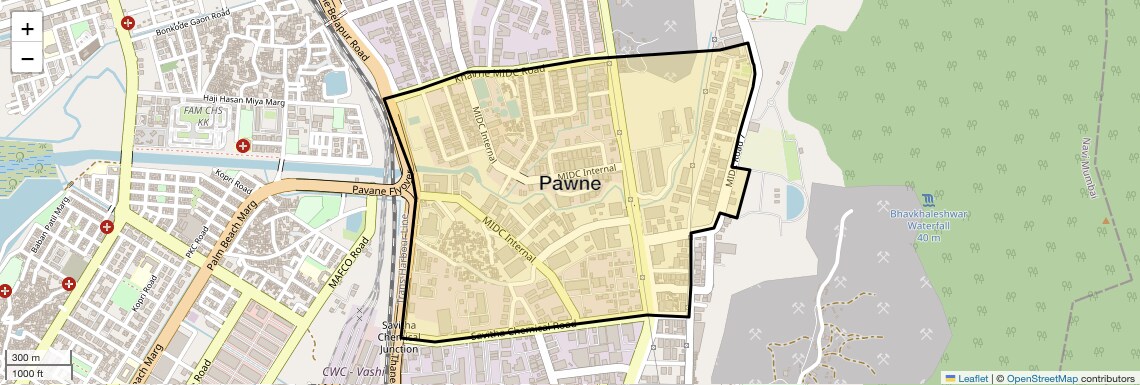 Location Map of Pawne, Navi Mumbai