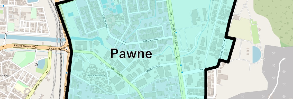 Location Map of Pawne, Navi Mumbai