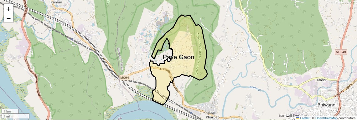Location Map of Paye Gaon, Thane