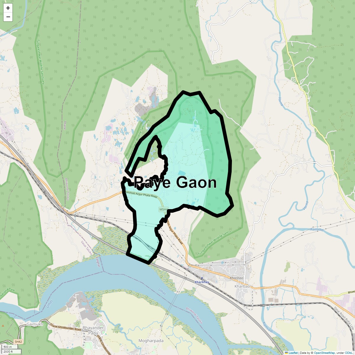 Location Map of Paye Gaon, Thane