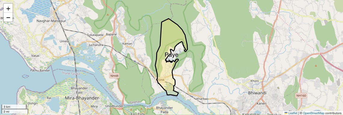 Location Map of Paye, Thane