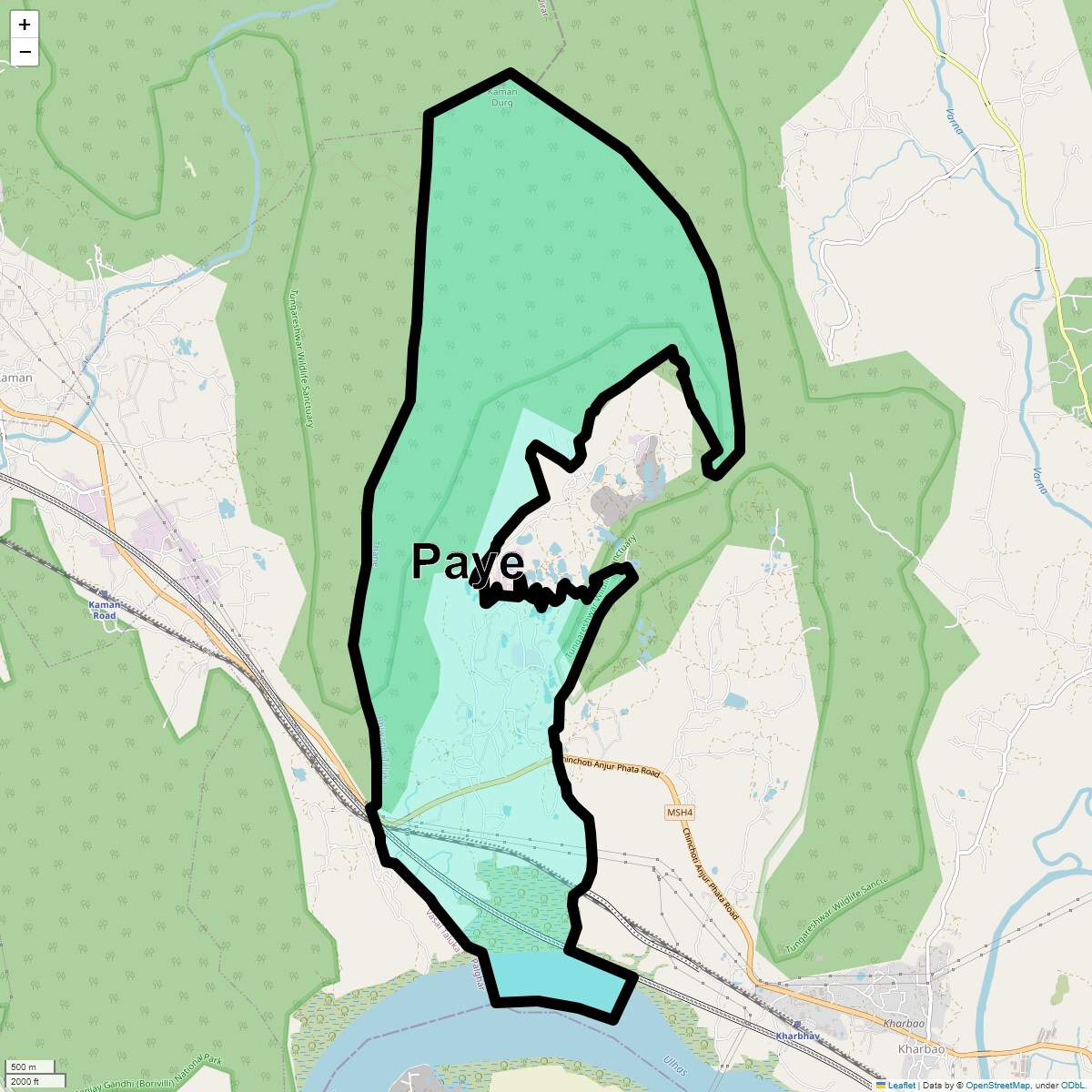 Location Map of Paye, Thane