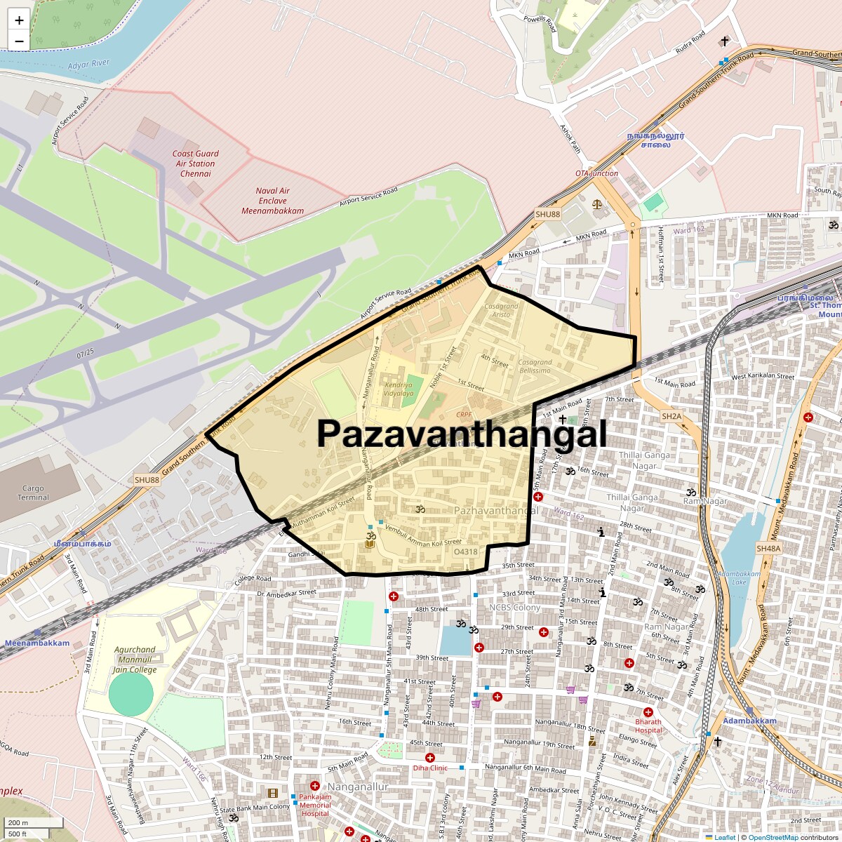 Location Map of Pazavanthangal, Chennai