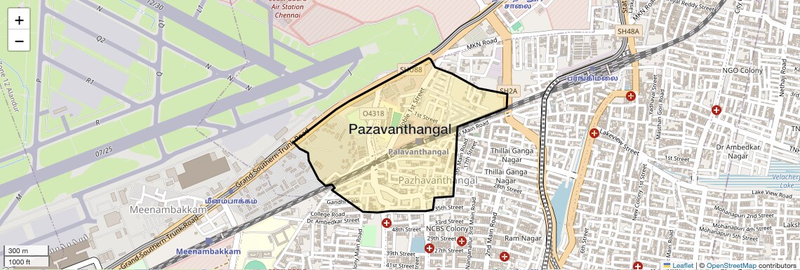 Location Map of Pazavanthangal, Chennai