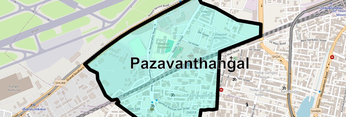 Location Map of Pazavanthangal, Chennai
