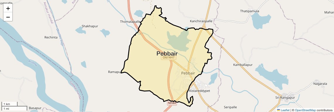 Location Map of Pebbair, Hyderabad