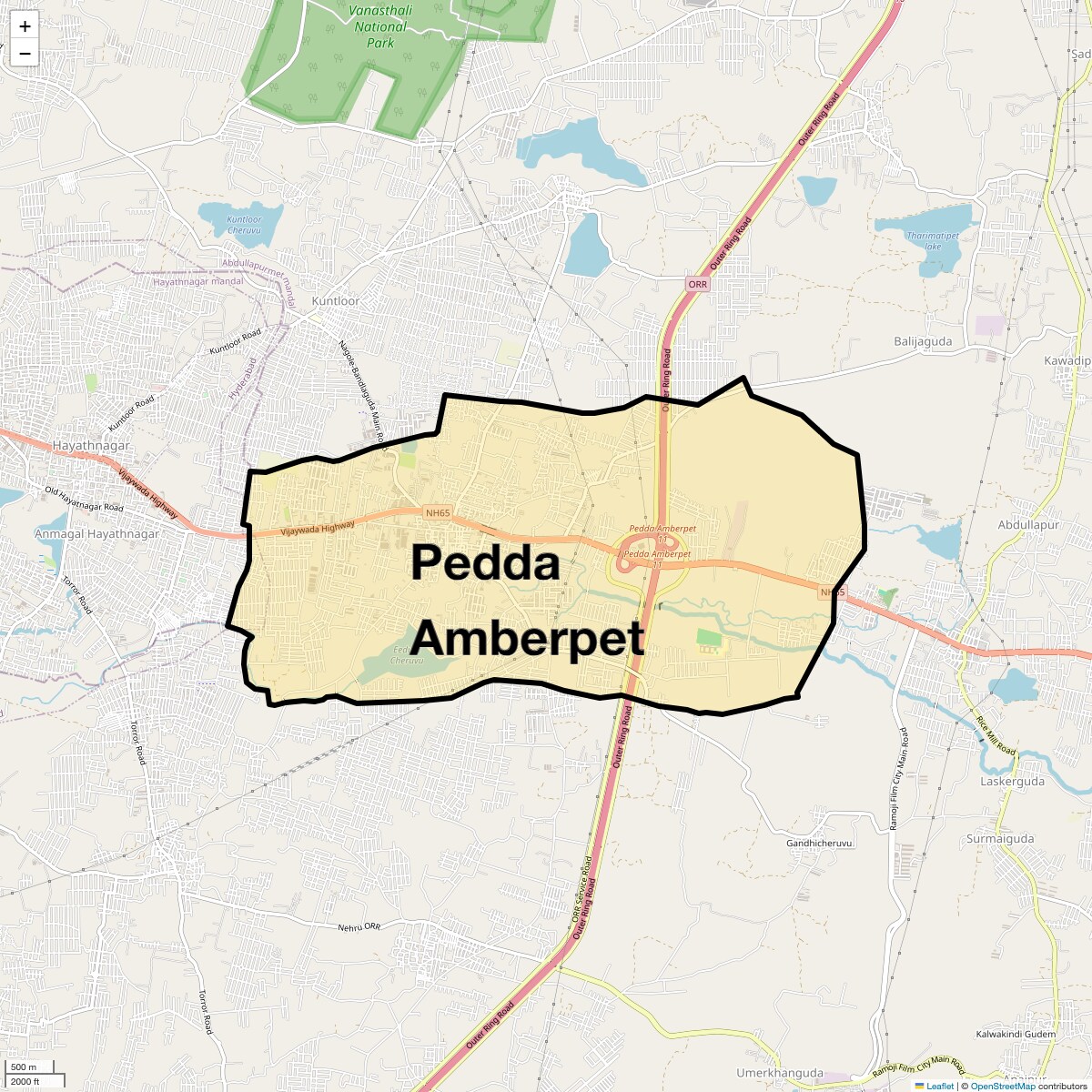 Location Map of Pedda Amberpet, Hyderabad